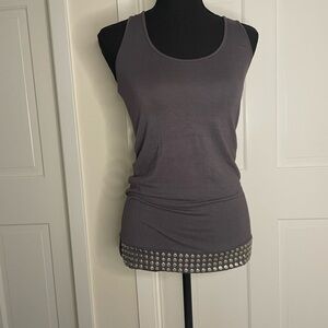 Charcoal Tank Top with Studded Detail